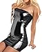 Women Gothic Hot Seamless Sleeveless Dress Metallic Wetlook Clubwear Stripper