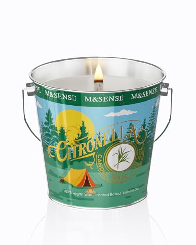 M&SENSE Citronella Outdoor Candle, 550 g, Large 110 Hours, Outdoor Candle in Glass, Natural Soy Wax Candle, Home Decor, Ceramic, Summer Citronella Candle for Garden, Patio, Camping