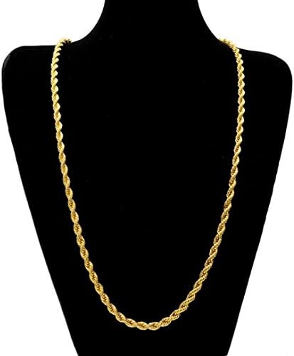 Yeefant Hip-Hop Fashion 18k Gold Plated Long Chain Jewelry Brand Gothic Gold Color Male Necklace Bracelets Set for Wedding Engagement Party Casual, 20.9 x 0.2 Inch
