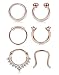 Thunaraz 4-6Pcs 316L Stainless Steel Septum Piercing Nose Rings Hoop Cartilage Tragus Retainer Body Piercing Jewelry 8MM 16G