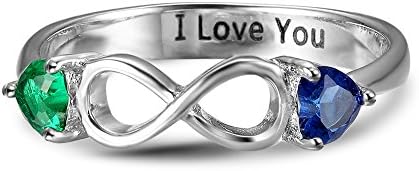 Engagement Infinity Promise Rings Personalized 2 Simulated Birthstones Engraved Names Rings For Women (6)