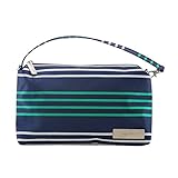 JuJuBe Be Quick Baby Wipe Carrying Case/Detachable Wristlet, Coastal Collection - Providence - Navy/Teal/White Stripes