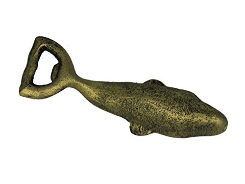 Hampton Nautical  Rustic Gold Cast Iron Whale Sea Decoration Bottle Opener, 7" - Vintage Cast Iron Décor - Thumbnail 2