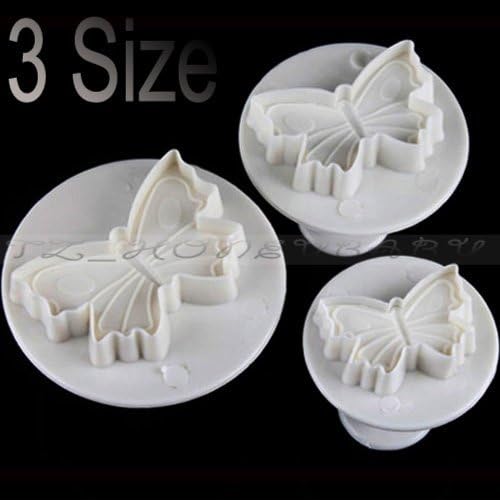 Jonkey 3 x Butterfly Plunger Cutter Mold Sugarcraft Fondant Cake Decorating DIY Tool