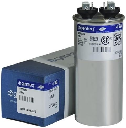 Mars 12221 - 40 uF MFD x 370 VAC Genteq Replacement Capacitor Round # C340R / 97F9614