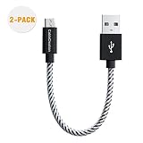 CableCreation 2-Pack USB to Micro USB Cable, Fast Charging Short Micro USB Triple Shielded Fast Charger Cable, Compatible with Roku Streaming TV Stick, Power Pack, Android Phone, 0.5 ft - Black