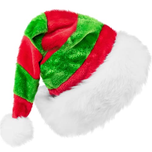 Beinline Santa Hat, Large Christmas Claus Hat for Unisex Adults, Thicken Velvet Comfort Classic Gift for Women, Men, Christmas New Year Festive Holiday Party Supplies