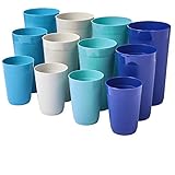 12-Piece Newport Unbreakable Plastic Tumblers | four each 10-ounce, 20-ounce, and 32-ounce in 4 Coastal Colors