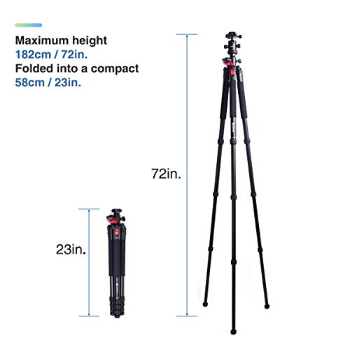 Moman Camera Tripod with Telescopic Horizontal Column Arm and Ball Head for Macro Shoot/Overhead Photography/Travel / DSLR Camera Video Camcorder