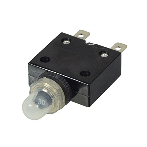 Monster Motion 32VDC 125/250VAC Push-Button Reset Circuit Breaker with 1/4" Tab Terminals (30 Amp)