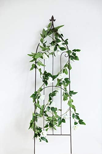 Tifuly 2 Pack 5.7 FT Fake Rose Vine, Spring Garland Flower with Green Leaves for DIY Garland, Hanging Basket, Home & Hotel Decor, Wedding, Party, Arch Decoration, Garden Arrangement(White)