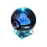 Pokemon GO K9 Crystal Ball Pokeball Night Lights 7 Color LED Changing Base Lamp with Random Engraved Keychain (Snorlax)