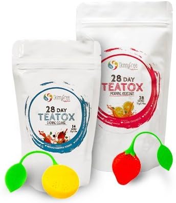 SKINNYFREE 28 Day Ultimate Weight Loss Slimming Detox + Free Strawberry Tea Infuser Skinny Free