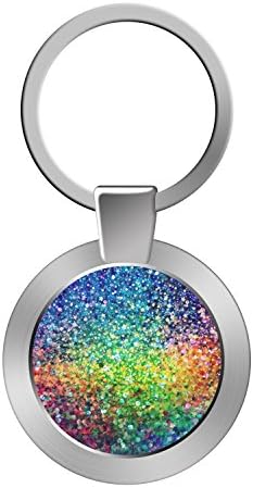 Personalized Keychain, Custom Zinc Alloy Key Rings, Elegant Keychain with Sturdy Rings - Multicolor Retro Glitter