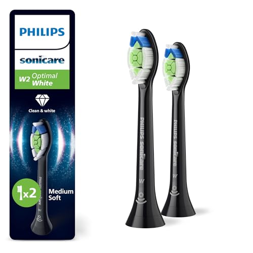 Philips Sonicare W2 Optimal White, Original Replacement Brush Heads, Black, Pack of 2, HX6062/88