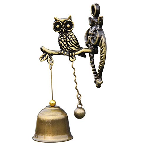 MUAMAX Antique/Vintage Owl Doorbell Shopkeeper Store Bell Wall Hanging Suction Dinner Bell Garden Bell (Owl)