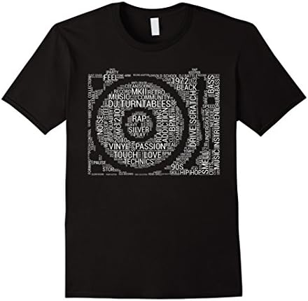 Men's Turntable Shirt: Record Collection Turntables DJ Words Gift 2XL Black