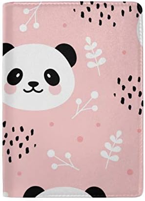 Cute Carton Panda Face Animal Blocking Print Passport Holder Cover Case Travel Luggage Passport Wallet Card Holder Made with Leather for Men Women Kids Family