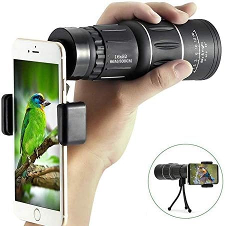 LIKEAD High Power Monocular Waterproof 16 X 52 Dual Focus Monocular Binoculars Adjustable Eyepiece Telescope/Monocular With Phone Holder For Outdoor Sports
