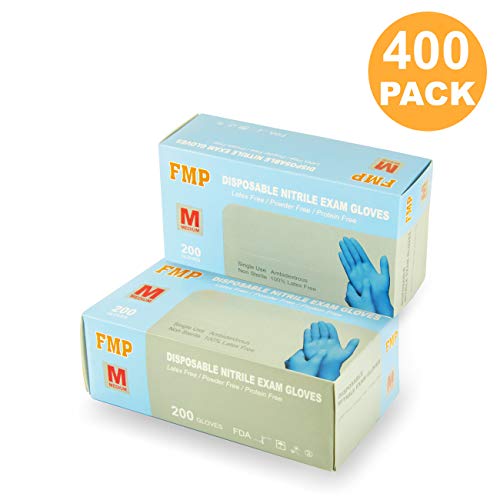 image for FMP Brands [400 Pack] Medium Blue Nitrile Medical Gloves - Non Latex R
