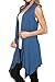 Azules Womens Solid Color Sleeveless Asymetric Hem Open Front Cardigan (X-large, Indigo)