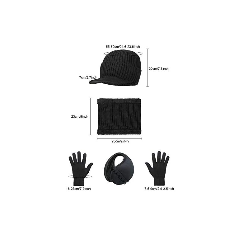 4 Pieces Winter Warm Set Knit Hat Scarf Earmuff Touch Screen Gloves for