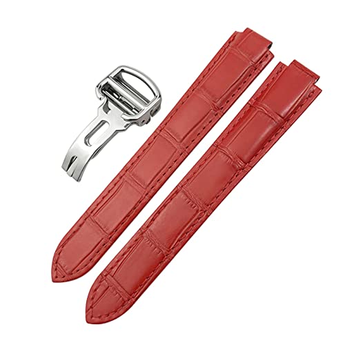 SXWVSDHY CYSUE Genuine Leather Watchband 14mm 16mm 18mm 20mm 22mm For Ballon Bleu De Cartier Convex Type Colorful Calfskin Watch Strap
