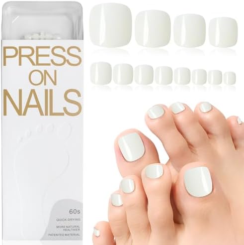 Lifextol 120pc Press on Toenails for Women Toe Press on Nails Short Fake Toe Nails Press ons with Adhesive Tabs, Acrylic Toe Nail Tips False Toenail Press ons Artificial Fake Toenails for Feet