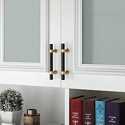Haliwu 10 Pack Black Cabinet Pulls, Black&Gold