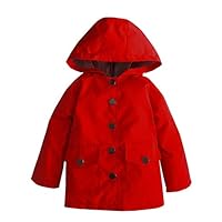 YNIQ Boys Kids Children Lightwight Print Hooded Waterproof Raincoat for Little Boys Red