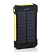 Solar Charger,10000mAh Solar Power Bank Dual USB Port Portable Charger,Solar Battery Charger for iPhone,iPad,iPod,Cell Phone,Tablet,Camera,Rain-Resistant Dust-Proof and Shockproof (Yellow)