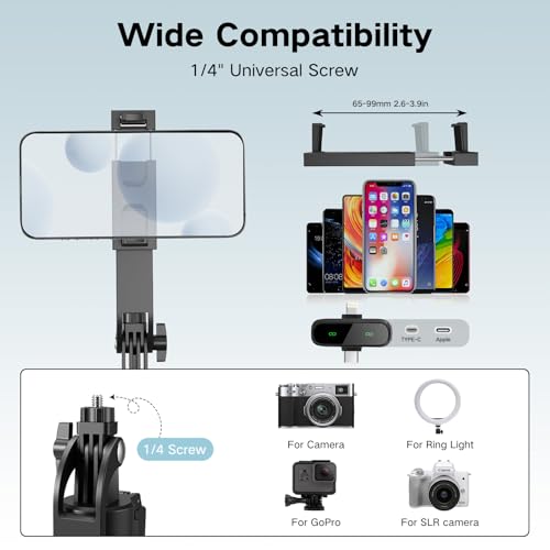 Juego de vlogging para iPhone/Android, 180 cm, trípode para teléfono móvil, con seguimiento automático de la cara, rotación de 360°, trípode para crear contenidos, set de iniciación con luz y