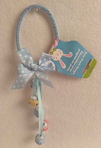 Super Fun Cute Easter Kelly Green Door Knob Hanger With Bells BLUE