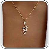 Yheakne Punk Crystal Snake Choker Necklace Gold Cz Snake Necklace Rhinestone Snake Pendant Necklace Vintage Animal Serpent Necklace Jewelry for Women