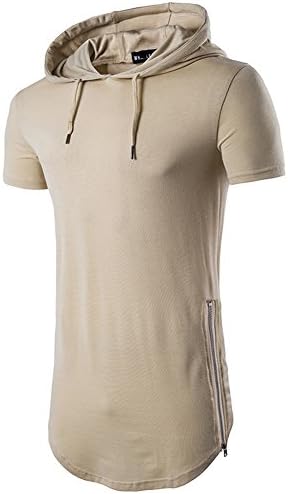 Kedera Mens Hipster Hip Hop Short Sleeve Hoodies Side Zipper Longline Pullover Shirts