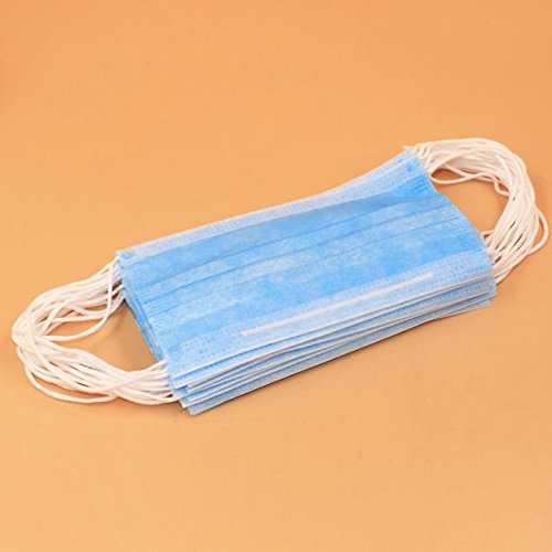 FD Sanitary Masks, FunDiscount 50 Pack 3-Ply Blue Disposable Earloop Face Mask Medical Surgical Mouth Masks for Dust, Flu, Mouth, Dental, Cleaning, Travel, Antiviral Anti Pollen, Allergy Mask (50pcs)