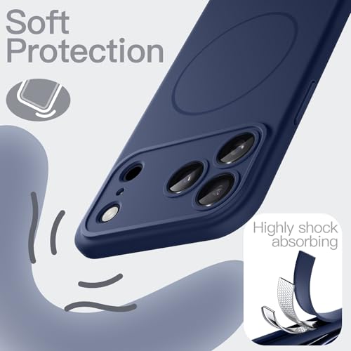JETech Magnetic Silicone Case for iPhone 17 Pro MAX 6.9 Inch, Compatible with MagSafe, Silky Soft, Shock Absorption Case with Camera Lens Protection (Dark Blue)