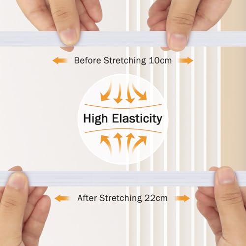 VINATO Elastic Rubber Sewing, 10 mm × 50 m Flat Elastic Tape for Trouser Waists, DIY Sewing and Textile Crafts