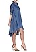Womens Casual Denim Lapel Long Sleeve Loose High Low Hem Mini Dress with Pocket