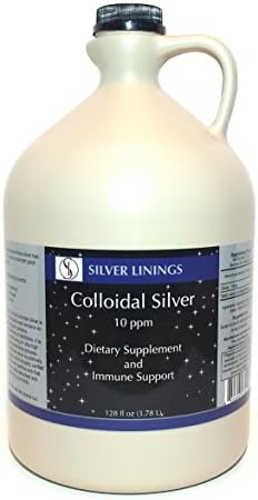 Silver Linings Colloidal Silver Liquid Hydrosol, 10 PPM, Immune Support for Adults, Kids, Pets, Fish, and Plants, 1 Gallon 128 oz