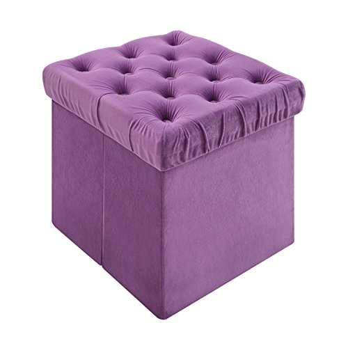 Foldable Storage Ottoman Cube Foot Rest, Purple (2 Pack)