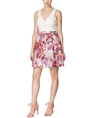 Guess Womens Organza Floral Print Casual Dress White 2
