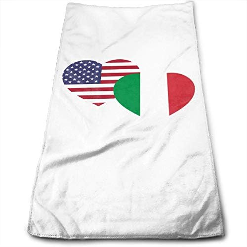 US Italian Flag Heart Super Absorbent Hair Drying Towels Multipurpose Towels Bath, Hand, Face, Gym Spa