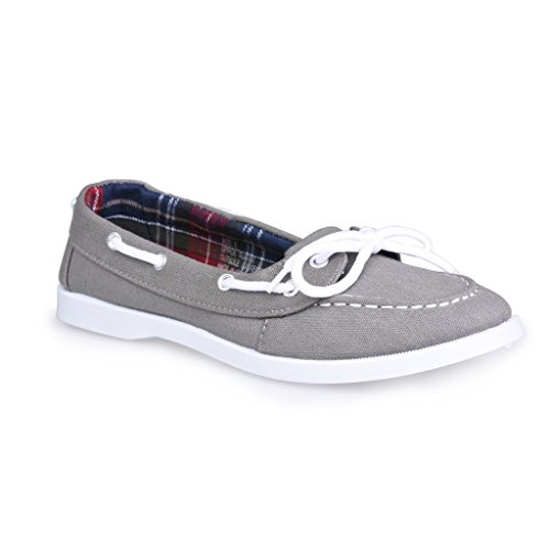 Twisted Womens Bonnie Canvas Athletic Boat Shoe Grey Size