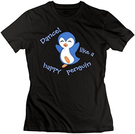 AKKK47 Women's Comfortable Dance Like A Happy Penguin T Shirt Black L