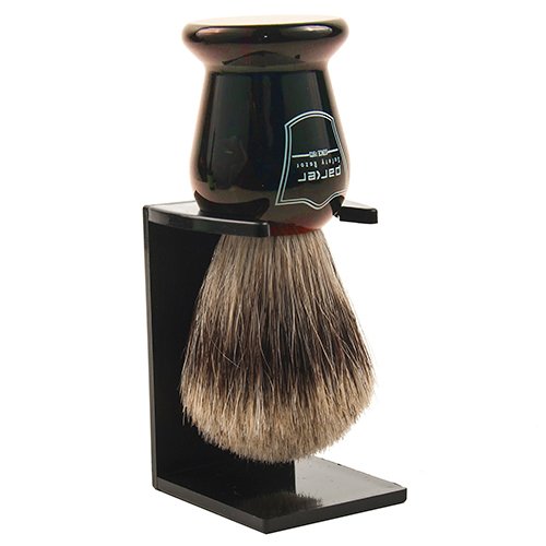 Parker Safety Razor"SUPER SOFT" 100% BEST Badger Bristle Shaving Brush with Faux Tortoise Shell Handle - Brush Stand Included