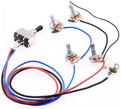 KITARA Wiring Harness Prewired 2 Volumes 2 Tones 3 Ways Toggle Switch Knob 4-500K Pots For Gibson LP Electric Guitar,Black Tip
