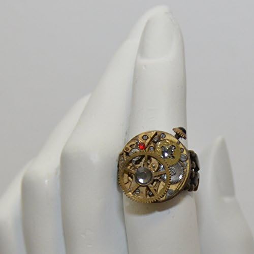 Vintage Steampunk Ring (clear &amp; ruby)