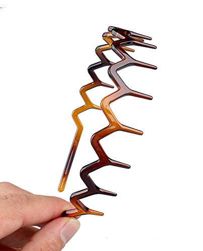 KALIYOTO Zig Zag Headbands, Recycled Plastic Wavy Hair Band with Teeth, Headbands for Women and Men, Classic 90s Hair Accessories, (1 Black Color+1 Brown)