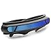sunglassLA - Futuristic Cyclops Shield Colored Mirror Mono Lens Wrap Sunglasses 147mm (Black / Blue Mirror)
